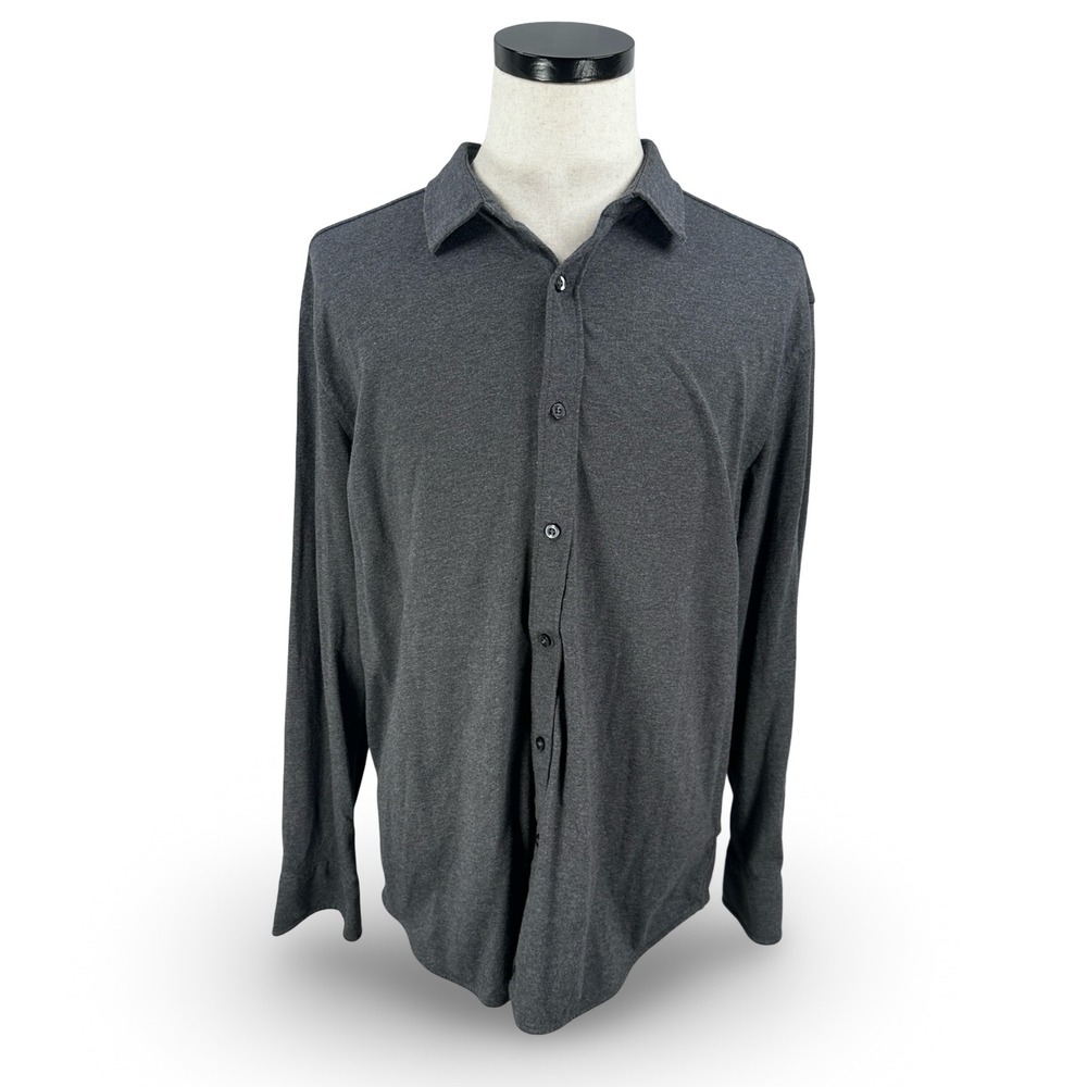 UNTUCKit Mens XXL Slim Gray Heather Jersey Flannel Cotton Long Sleeve Shirt